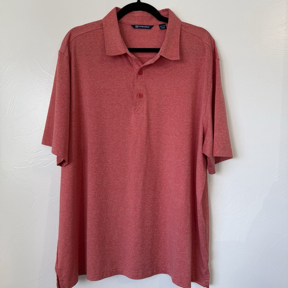 Men’s Cutter & Buck Short Sleeve Golf Polo Heathered Red Color Size 2XL